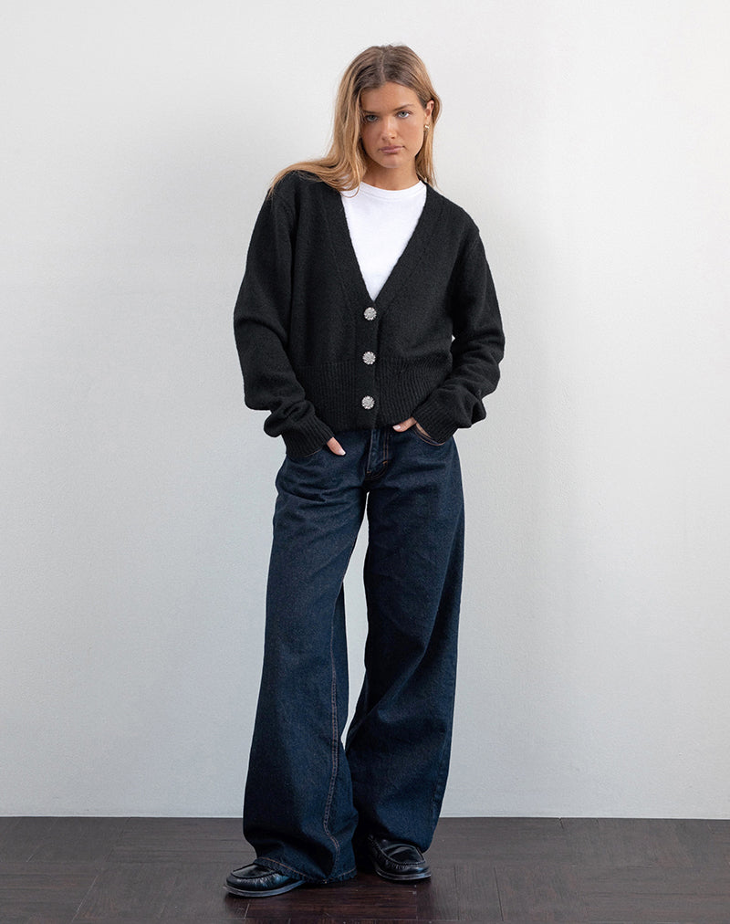 Black Flower Button Cardigan | Acera – motelrocks-com-us