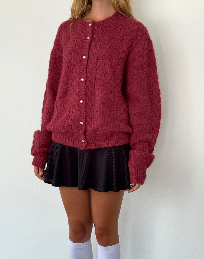 Burgundy Brush Knit Cardigan | Aceso – motelrocks-com-us