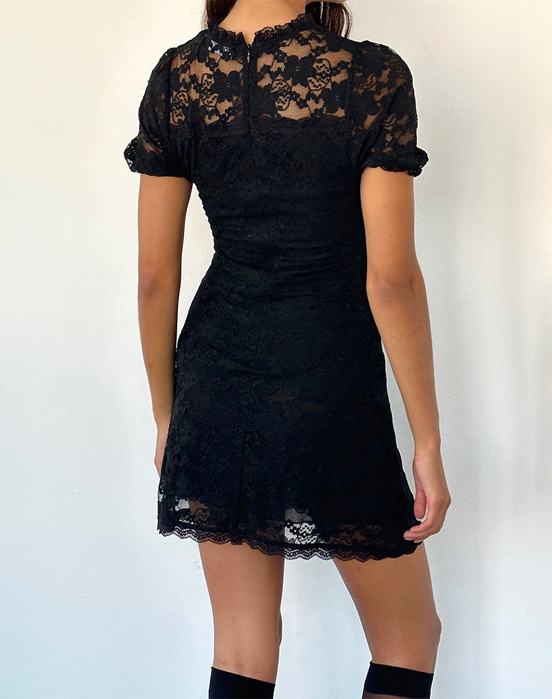 Black Jasmine Lace Mini Tea Dress | Adele motelrocks-com-us Black Jasmine Lace Mini Tea Dress | Adele motelrocks-com-us