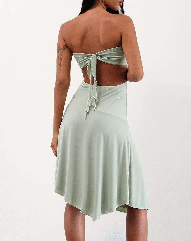 Akira Bandeau Midi Dress in Slinky Sage Akira Bandeau Midi Dress in Slinky Sage