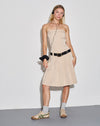 Image of Aldari Bandeau Midi Dress in Tailoring Tan Pinstripe