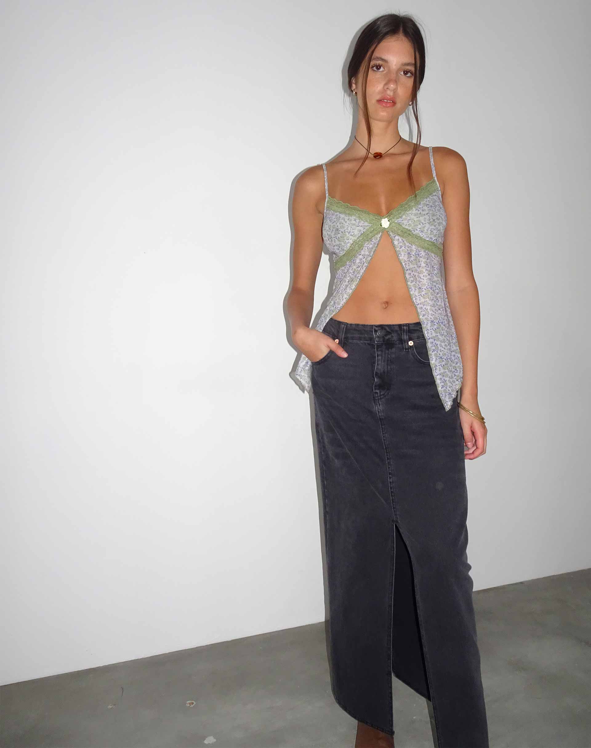 Image of Aliqa Mesh Butterfly Top in Spring Rose Green