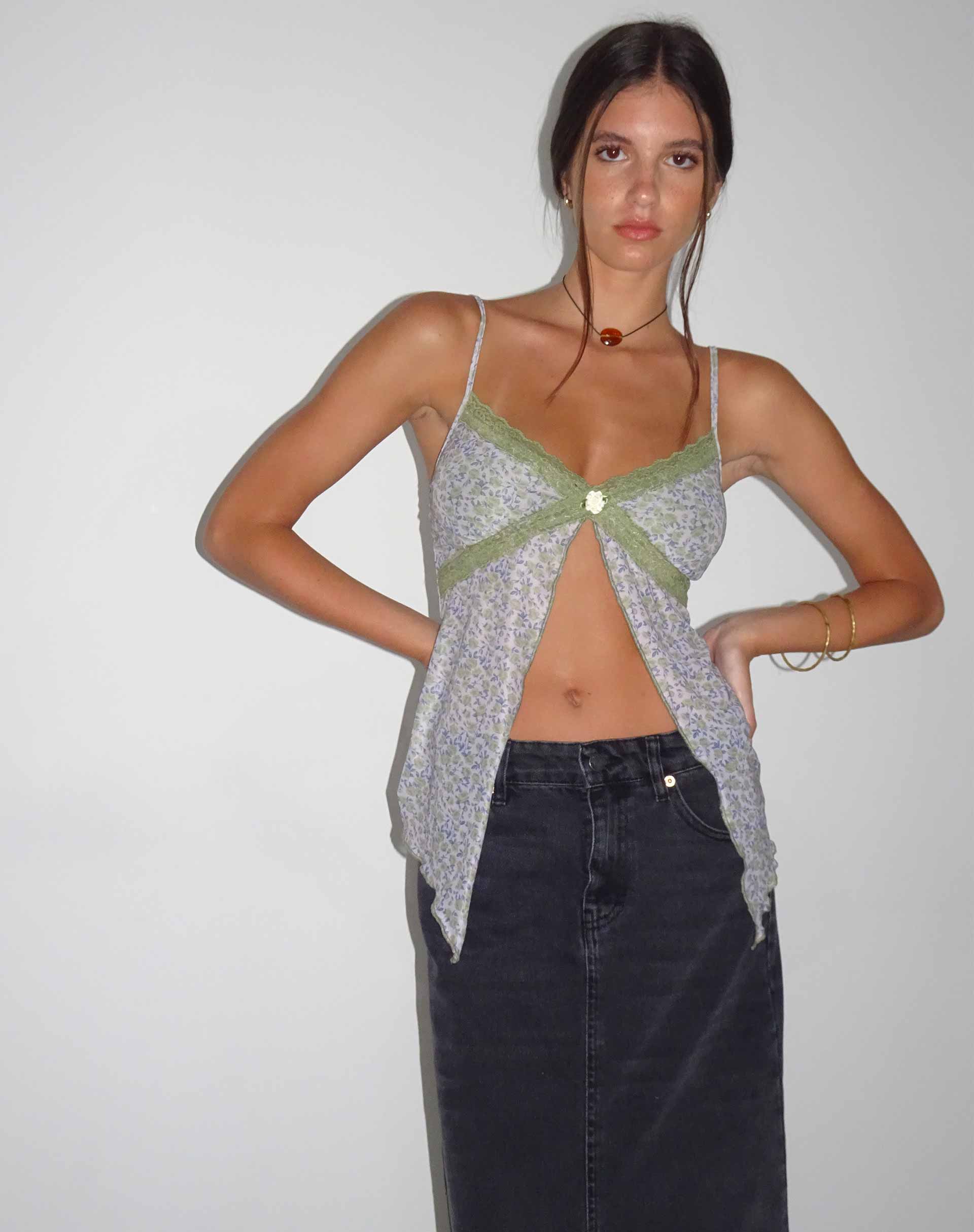 Image of Aliqa Mesh Butterfly Top in Spring Rose Green