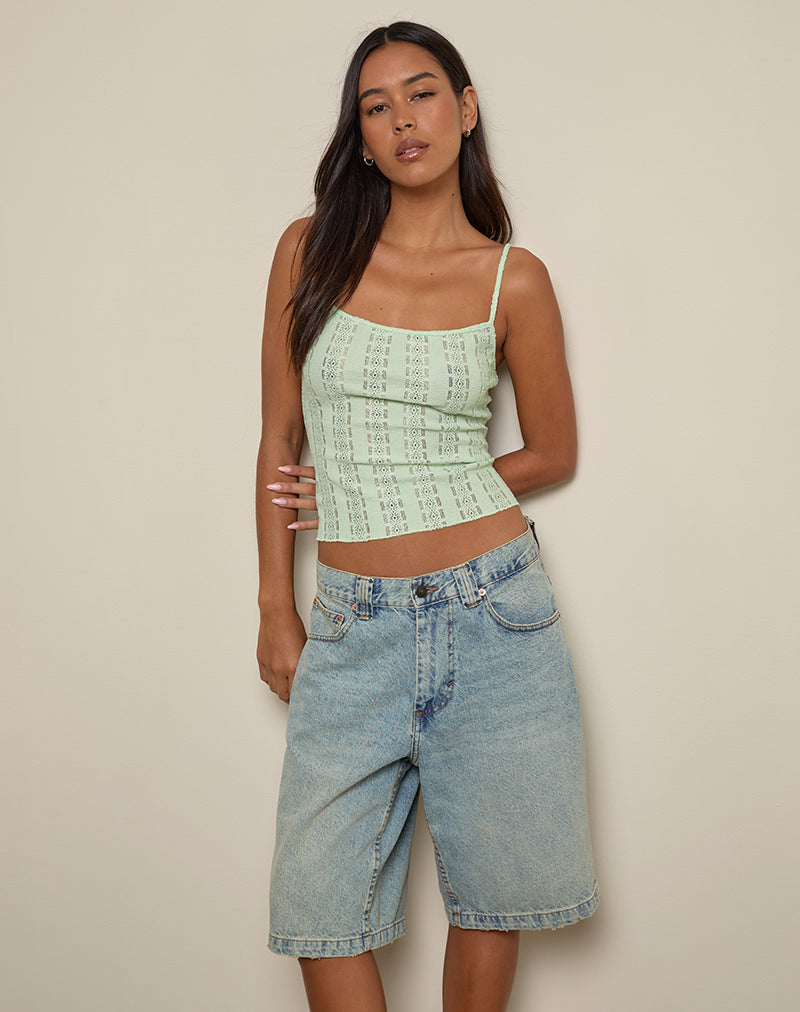 Mint Broderie Flower Lace Cami Top | Aluca – motelrocks-com-us