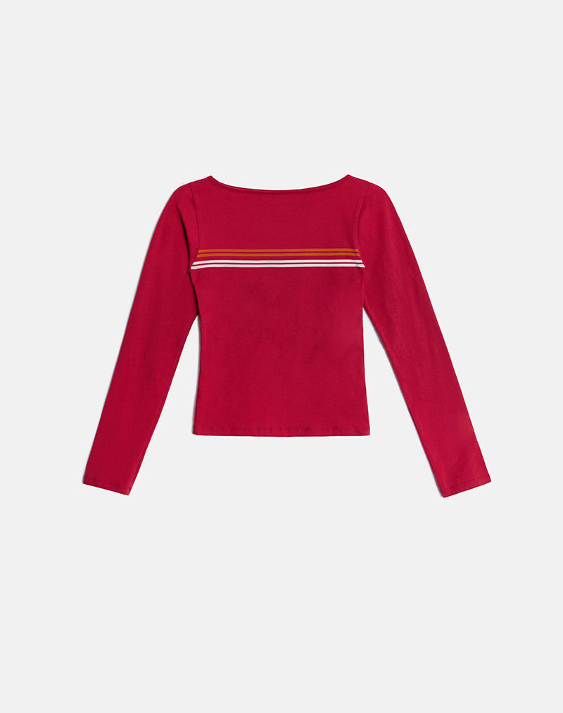 Adrenaline Red Stripe Long Sleeve Top | Amabon – motelrocks-com-us