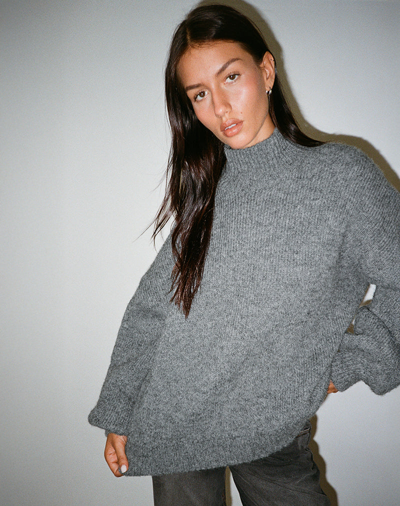 Grey Marl Knit Oversized Jumper | Amato – motelrocks-com-us