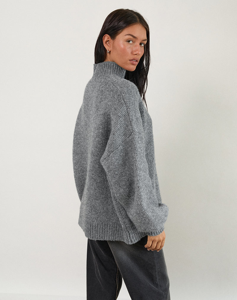 Grey Marl Knit Oversized Jumper | Amato – motelrocks-com-us