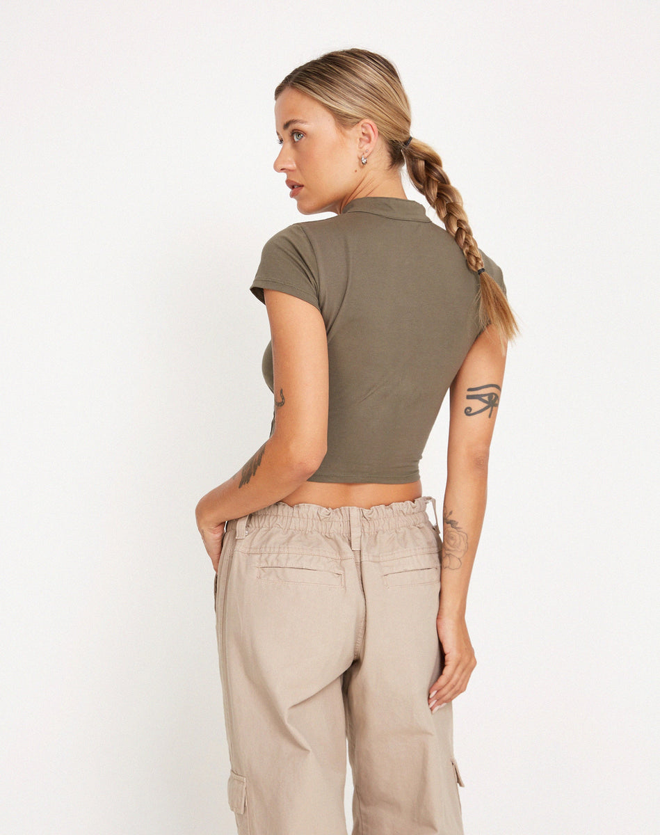 ALANIS TOP DUSTY GREEN
