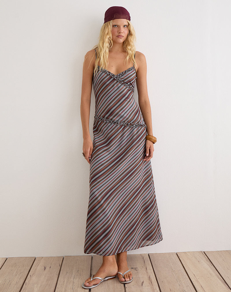 chiffon striped dress Vivid Eden Chiffon Black And White Striped Ruffle Trim Off Shoulder Extra Long Dress For Women Summer Outfits Fairycore Wedding Guest Vacation Beach