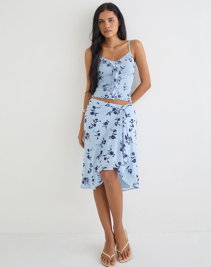 Light Blue Floral Frill Front Cami Top | Ansa – motelrocks-com-us