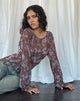 Image of Arcelia Long Sleeve Mesh Top in Botanical Shadow Brown