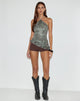 Image of Argeila Halter Top in Green and Grey Sequin