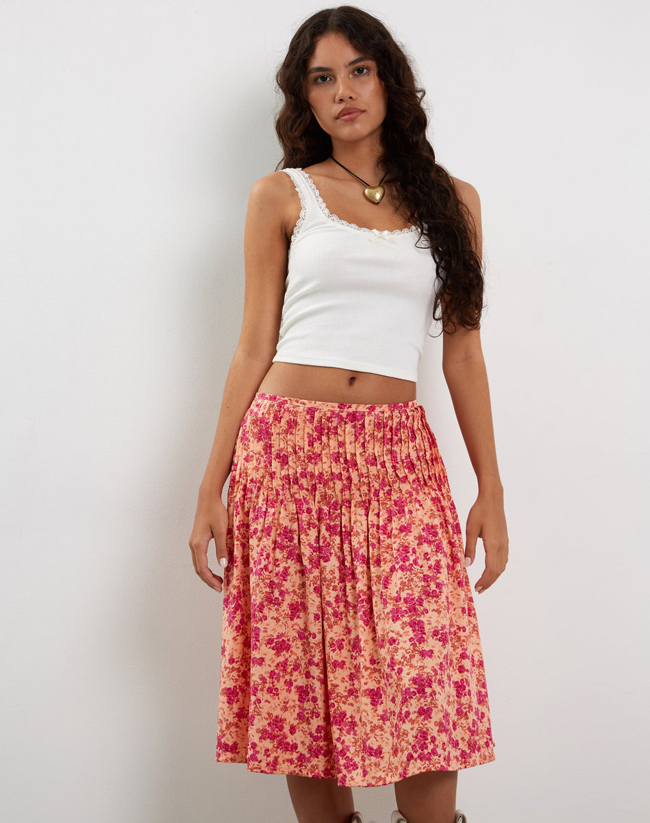 【COYSEIO】 FLOWER PINTUCK SKIRT CHARCOAL Coyseio Flower Pintuck Skirt - Charcoal | 하이츠스토어