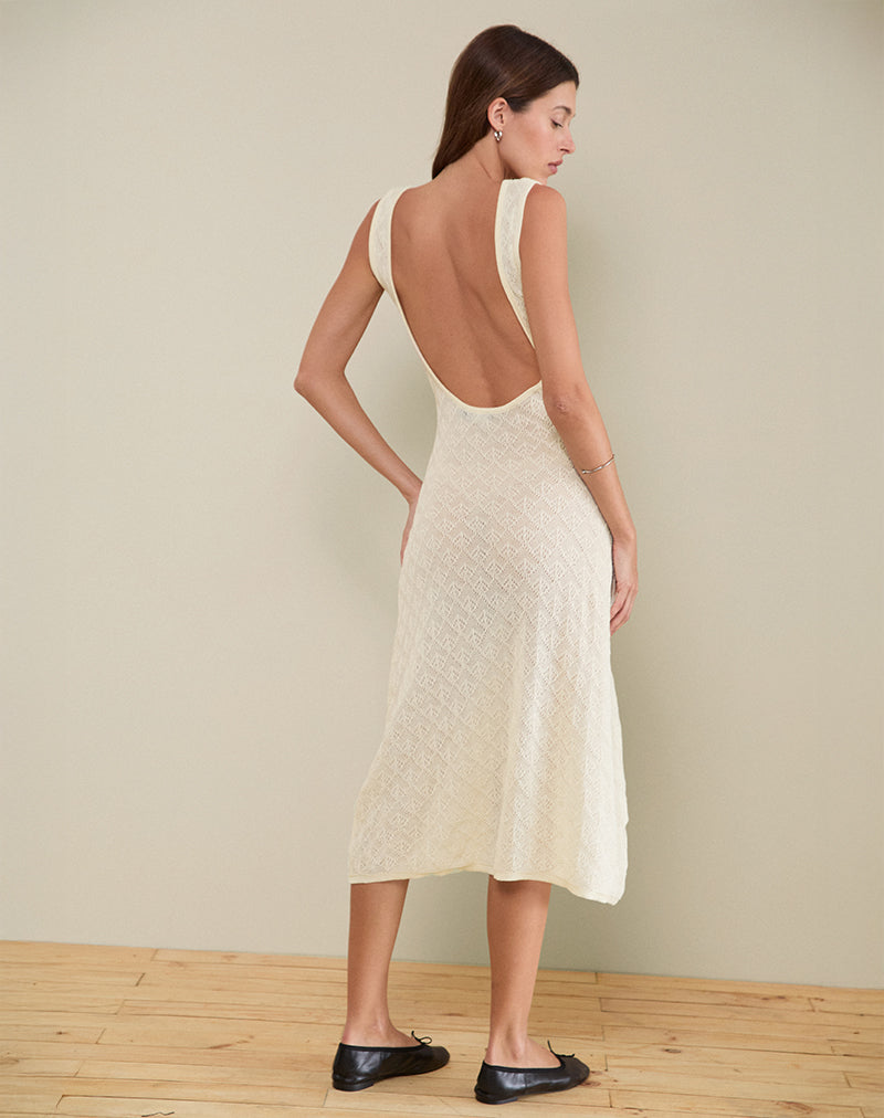 Ivory Pointelle Crochet Lace Scoop Midi Dress | Ashtin motelrocks-com-us Ivory Pointelle Crochet Lace Scoop Midi Dress | Ashtin motelrocks-com-us