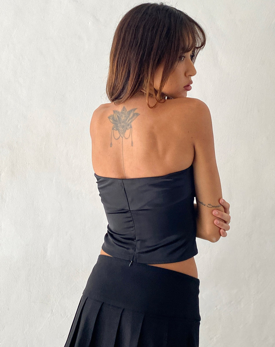 Black Satin Bandeau Top | Astrum – motelrocks-com-us