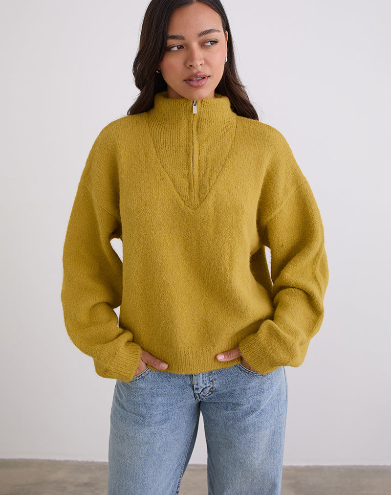 Ochre Mustard Knitted Jumper | Atine – motelrocks-com-us