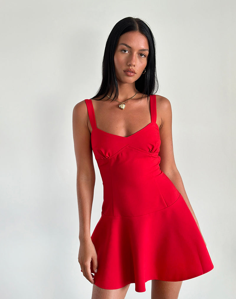 motel rocks red mini dress Motel Lanai deep plunge mini dress in red