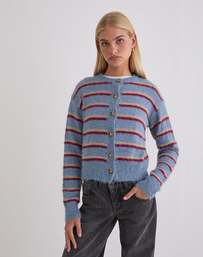 Cardigan Vintage 60s Fruit Of The Loom - Rayures Candy Stripe, Taille M, Occasion Très Bon état