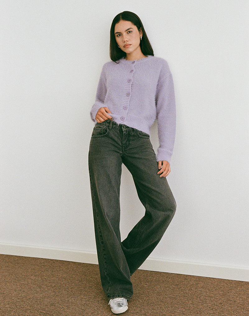Dusty Lilac Fluffy Knit Cardigan | Audrina – motelrocks-com-us