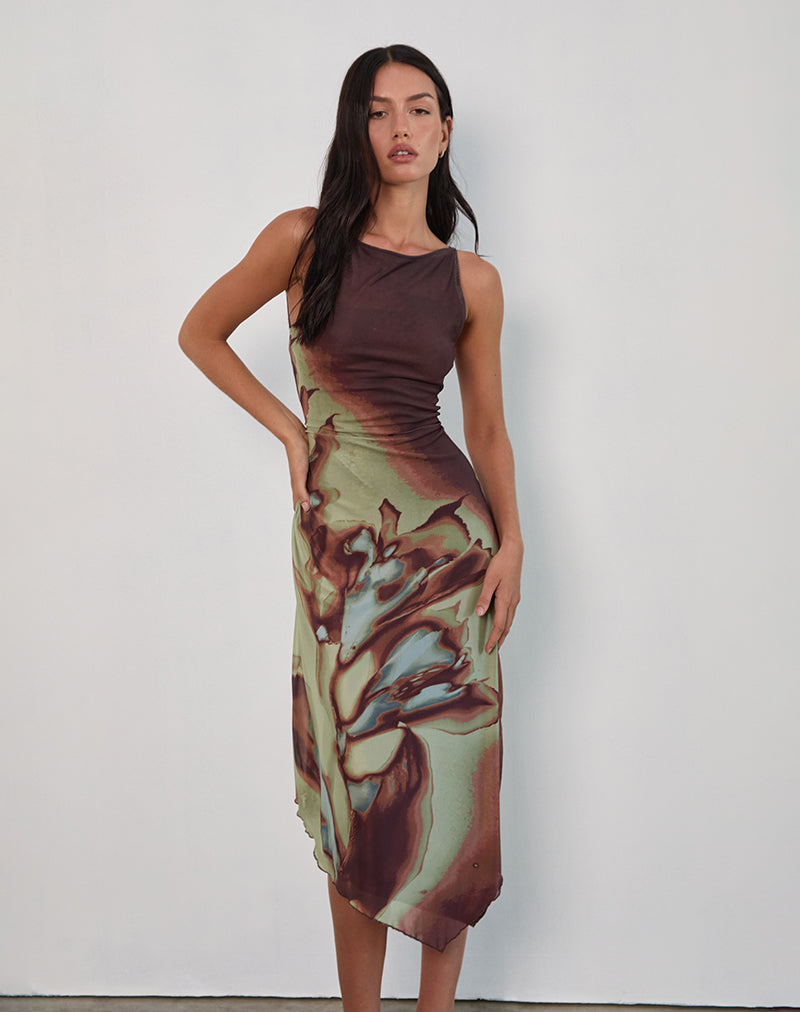 Aysun Midi Dress in Lumen Mesh Brown , Bodycon , Asymmetric , Crew Neck Aysun Midi Dress in Lumen Mesh Brown , Bodycon , Asymmetric , Crew Neck
