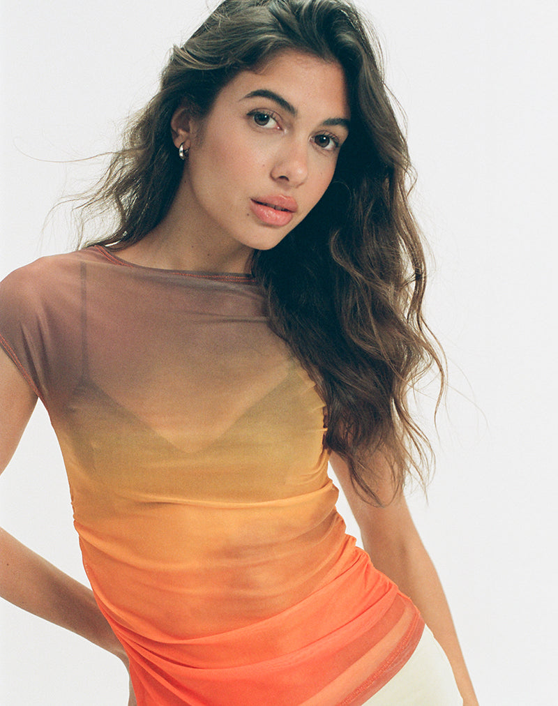 Orange Sunset Printed Mesh Top | Bastille – motelrocks-com-us