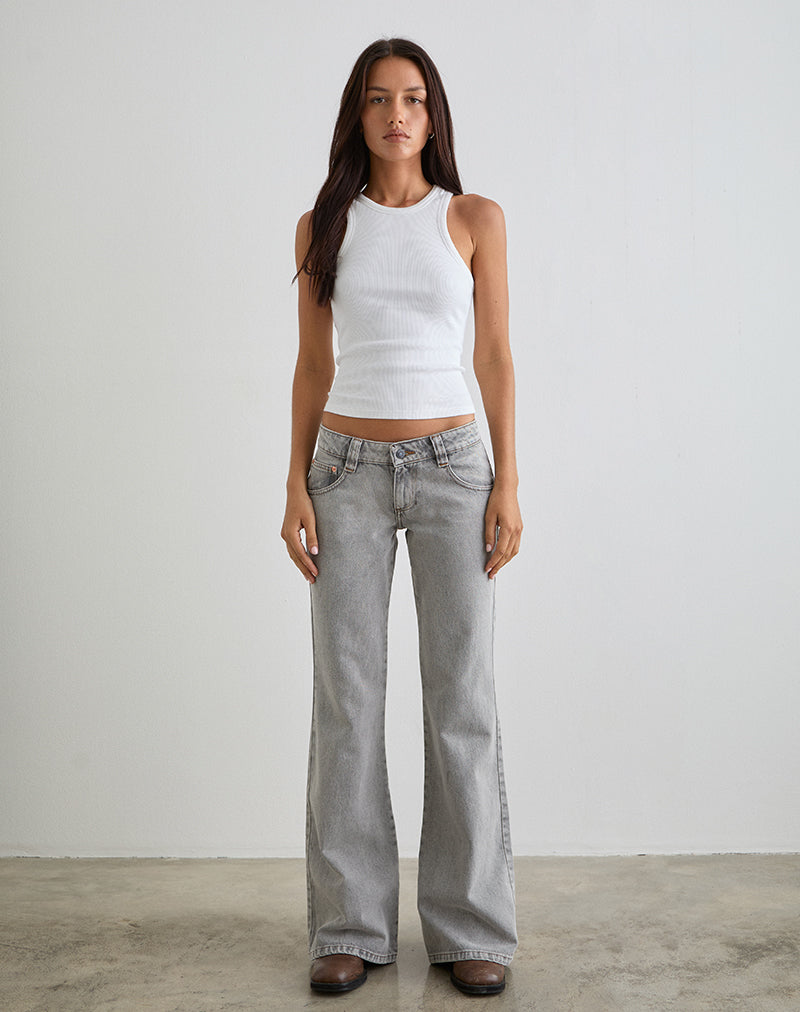 Bleach Grey Low Rise Flare Jeans | Bell Bottom – motelrocks-com-us