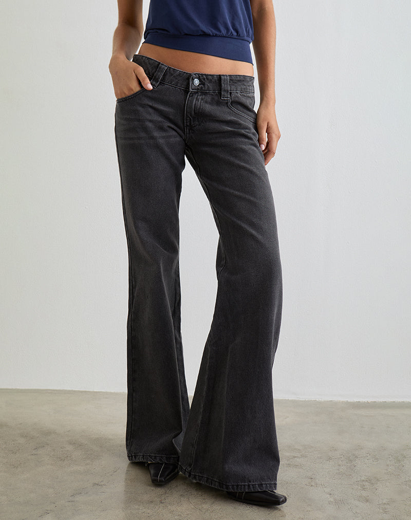 Black Vintage Low Rise Flared Jeans | Bell Bottom – motelrocks-com-us