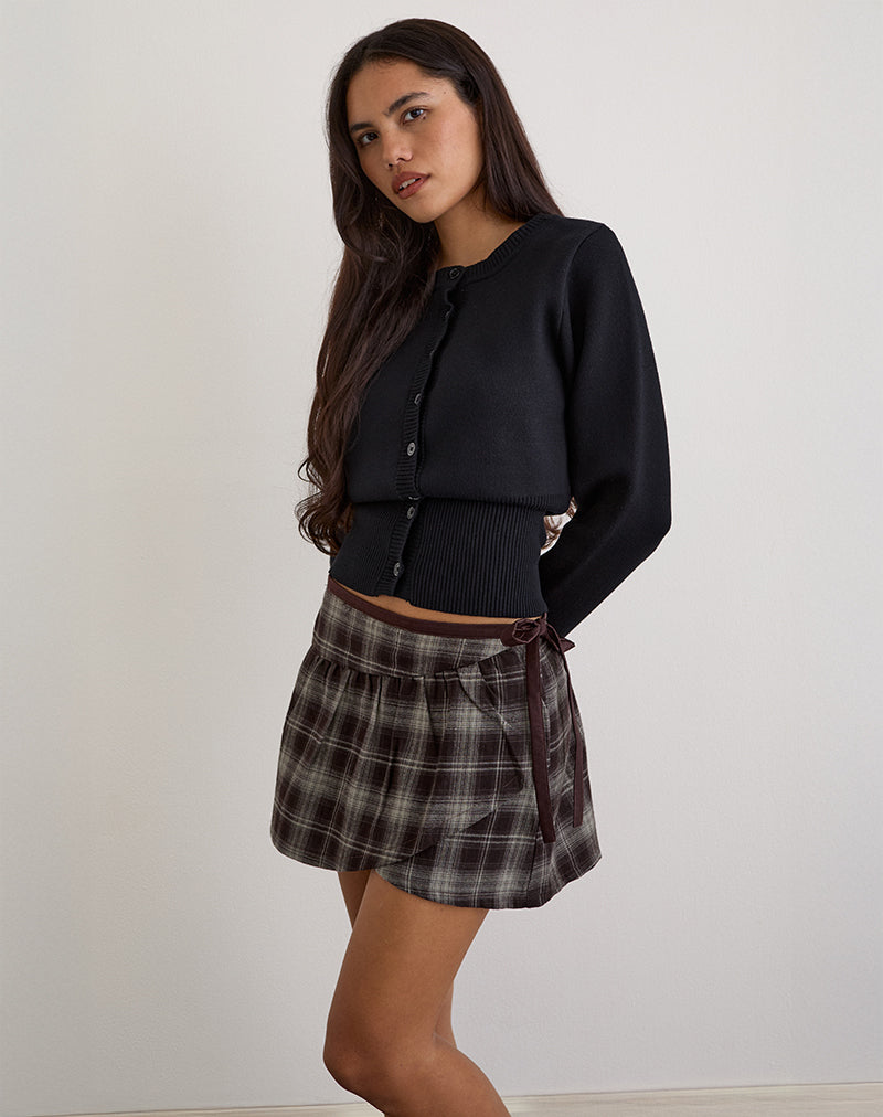 Image of Billa Wrap Mini Skirt in Grey Check