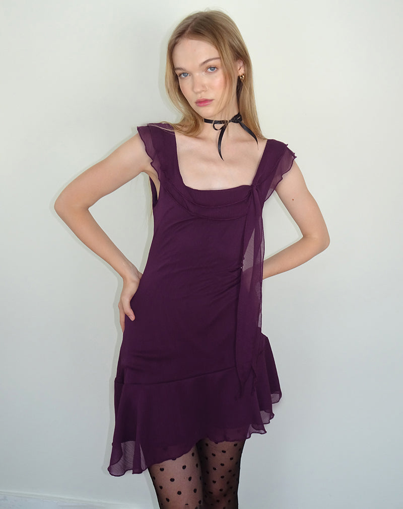 Aubergine Chiffon Mini Dress