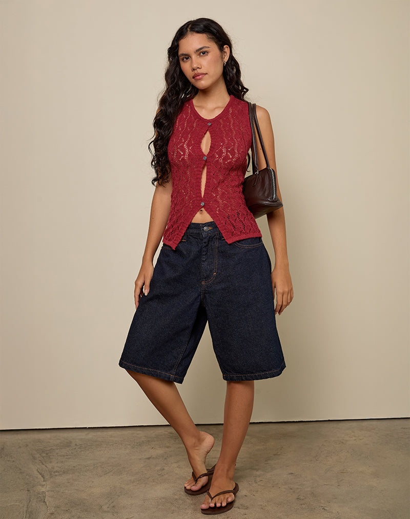 Kate & Pippa Button Up Vest Top, Red main image 0