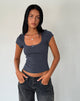 Image of Bovillo Cap Sleeve Top in Ocean Storm Ribbed Jersey