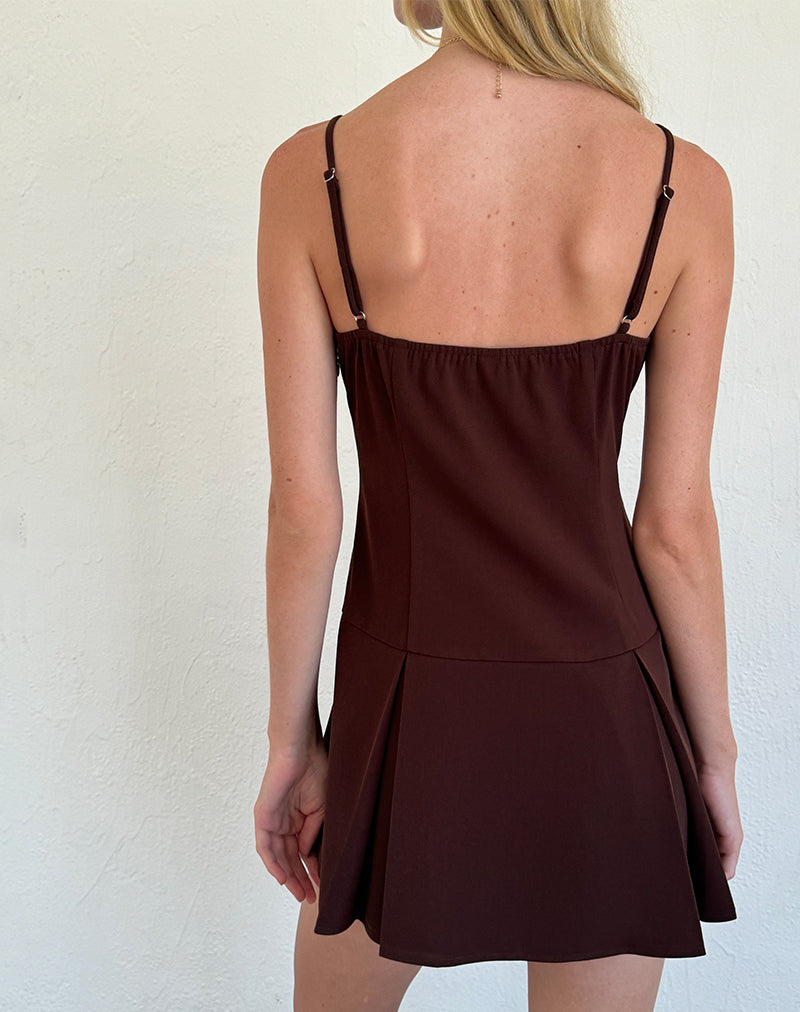Bitter Chocolate with Pink Bows Mini Dress | Calilia – motelrocks