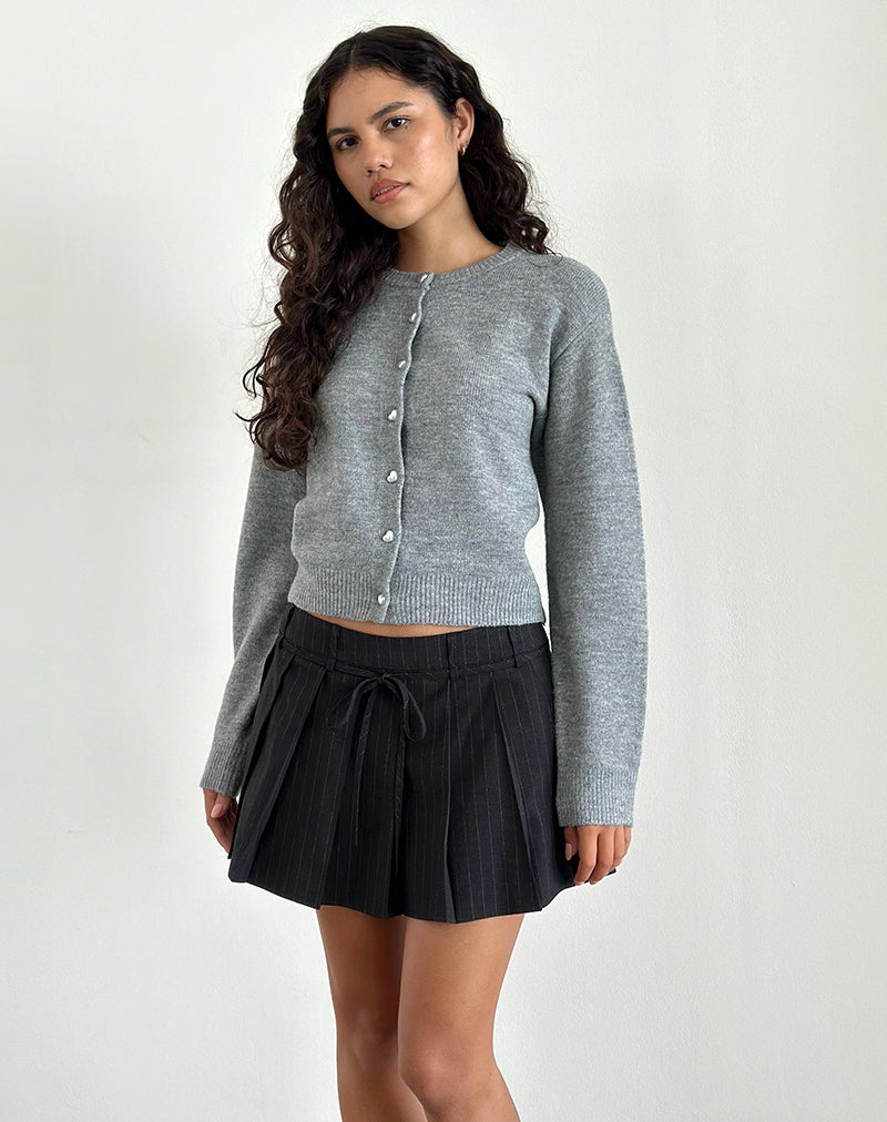 Black Pinstripe Pleated Mini Skirt | Calina – motelrocks-com-us