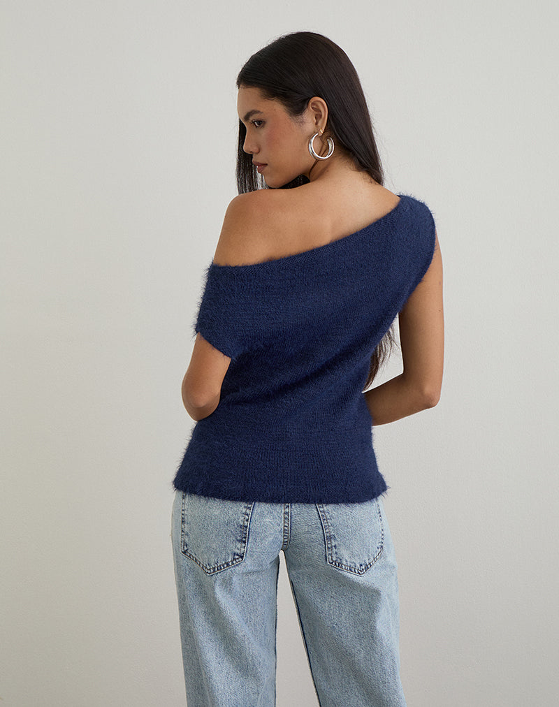 Image of Calyce Top in Fluffy Knit Navy