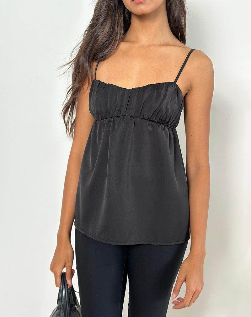 トップス yo biotop satin cami Black Satin Longline Cami Top | Camden – motelrocks-com-us