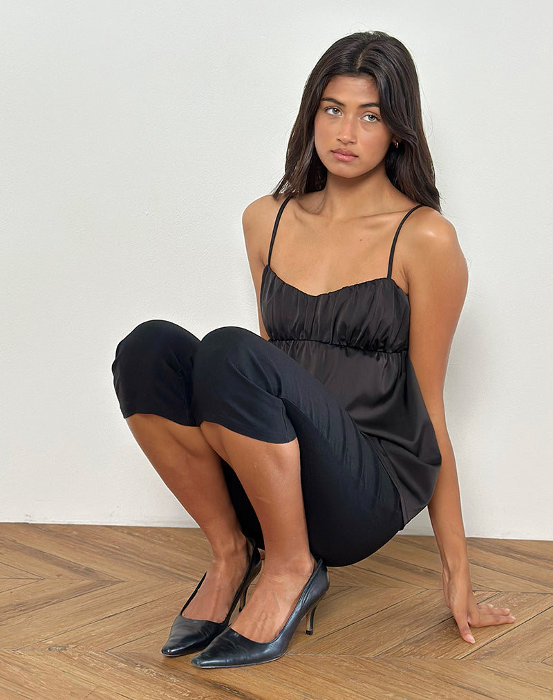 Black Satin Longline Cami Top | Camden – motelrocks-com-us