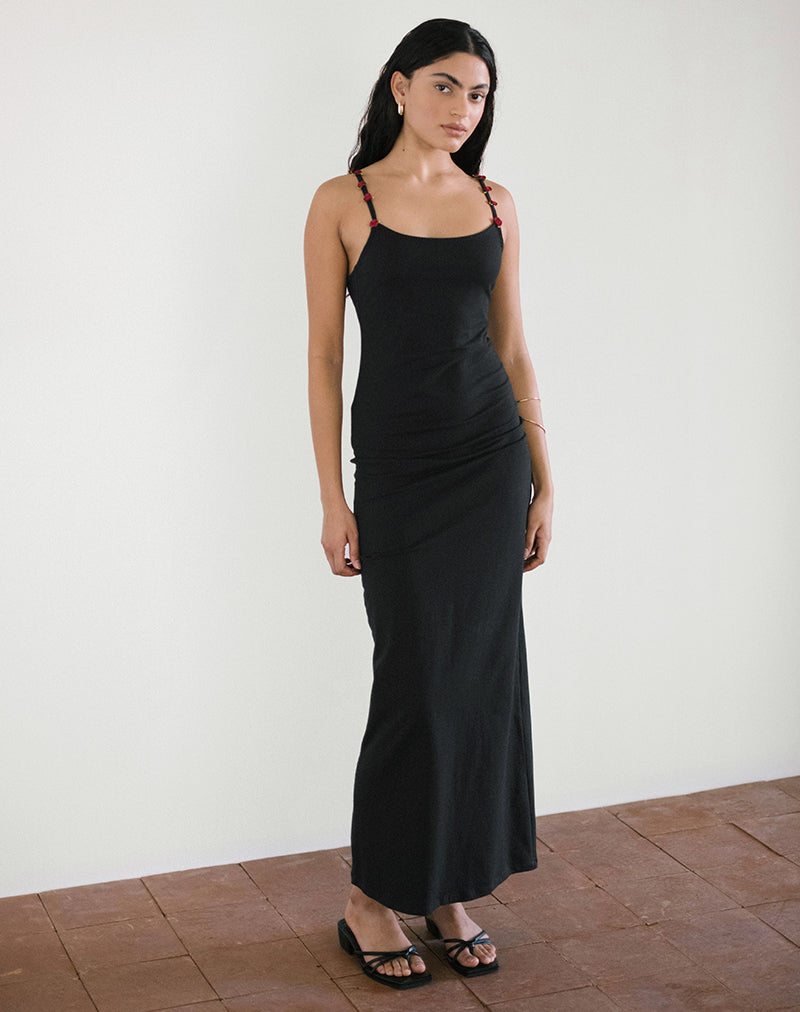 fitted lace wedding dress Rosette Maxi Dress 6 / Black