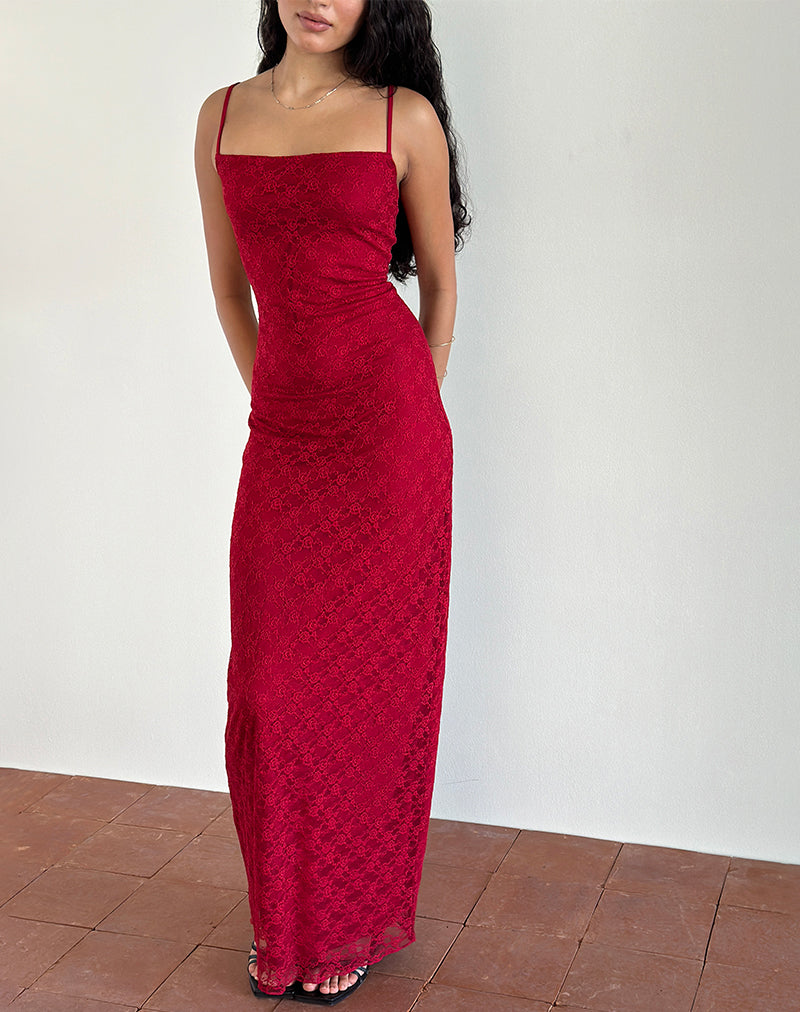 Cantha Maxi Dress in Mari Lace Red Cantha Maxi Dress in Mari Lace Red