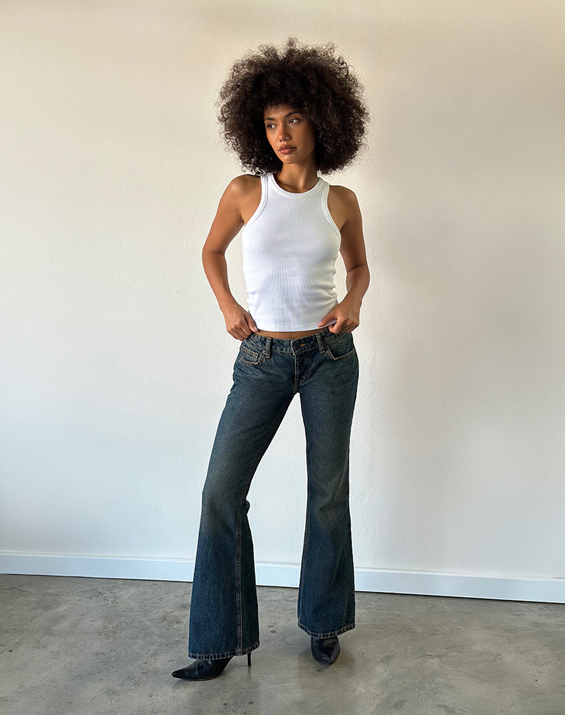 Dirty Green Wash Low Rise Jeans | Flare – motelrocks-com-us