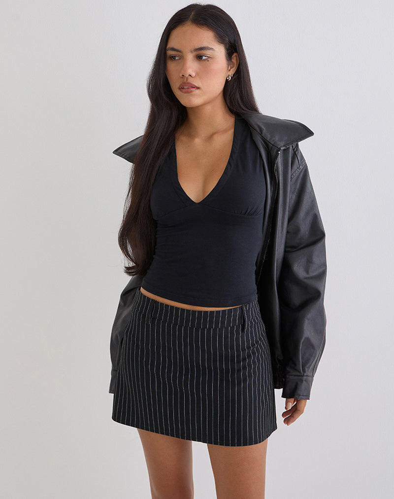 Black Pinstripe Tailored Mini Skirt | Carlin – motelrocks-com-us
