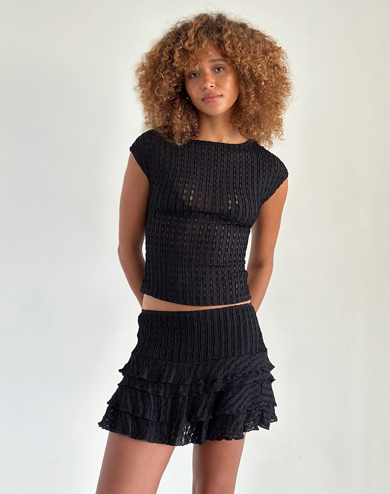 Jet Black Crinkle Mini Skirt | Carlota – motelrocks-com-us