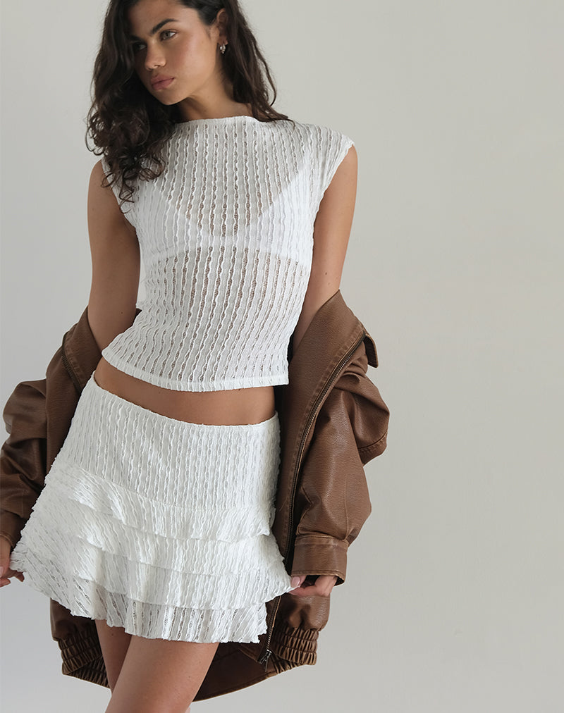 White Crinkle Mini Skirt | Carlota – motelrocks-com-us