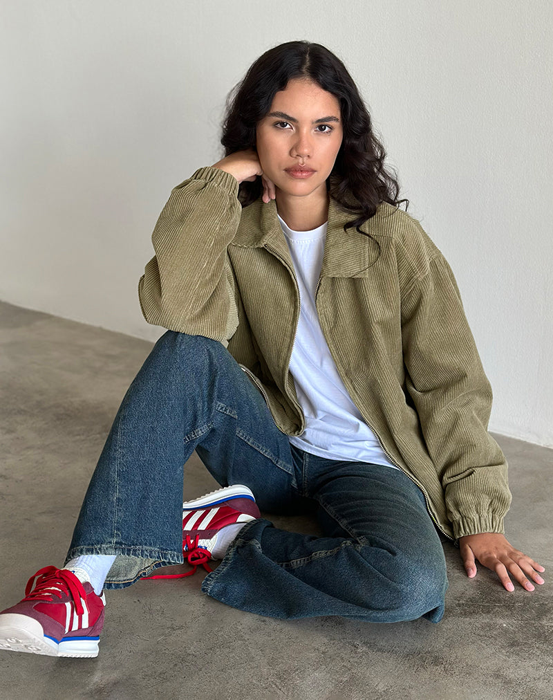 Khaki Green Cord Bomber Jacket | Cavita – motelrocks-com-us