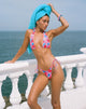 Image of Cerry Bikini Top in Blurred Flower Blue and Pink