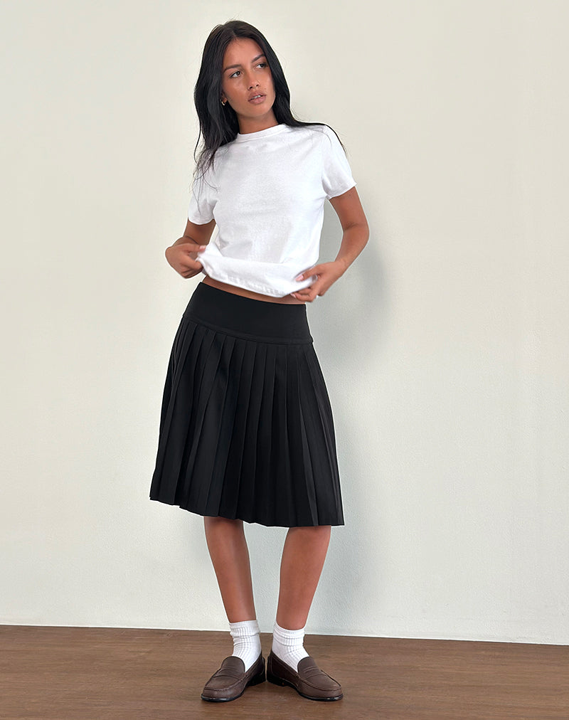 Black Pleated Midi Skirt | Citrani – motelrocks-com-us