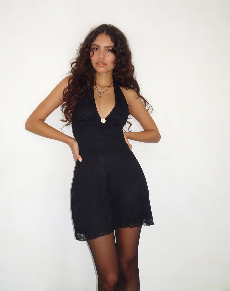 Black Lace Halterneck Mini Dress | Codami motelrocks-com-us Black Lace Halterneck Mini Dress | Codami motelrocks-com-us