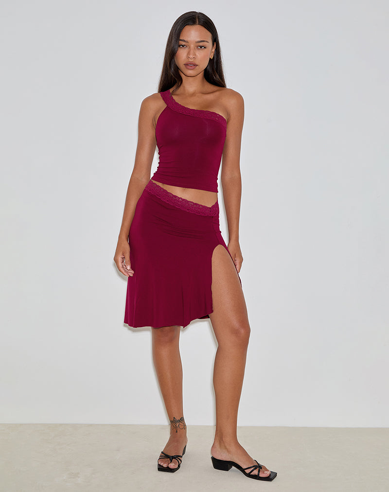 Laudine Midi Skirt in Burgundy