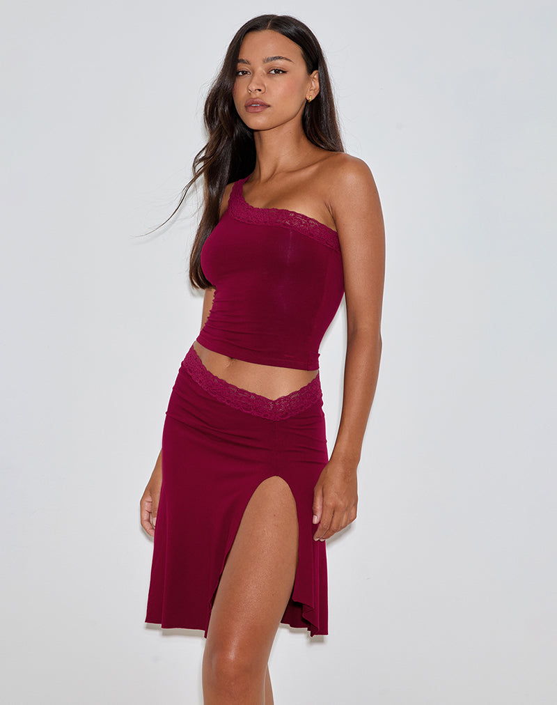 Laudine Midi Skirt in Burgundy