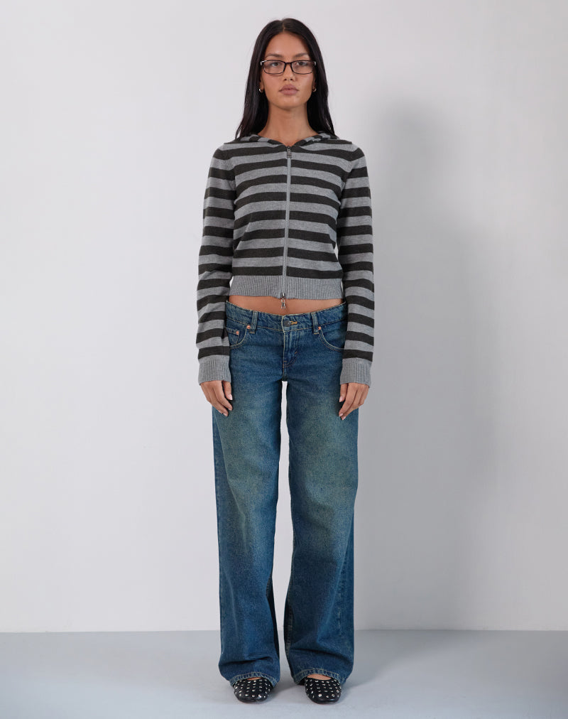 Grey Stripe Hooded Jacket | Cozyra – motelrocks-com-us