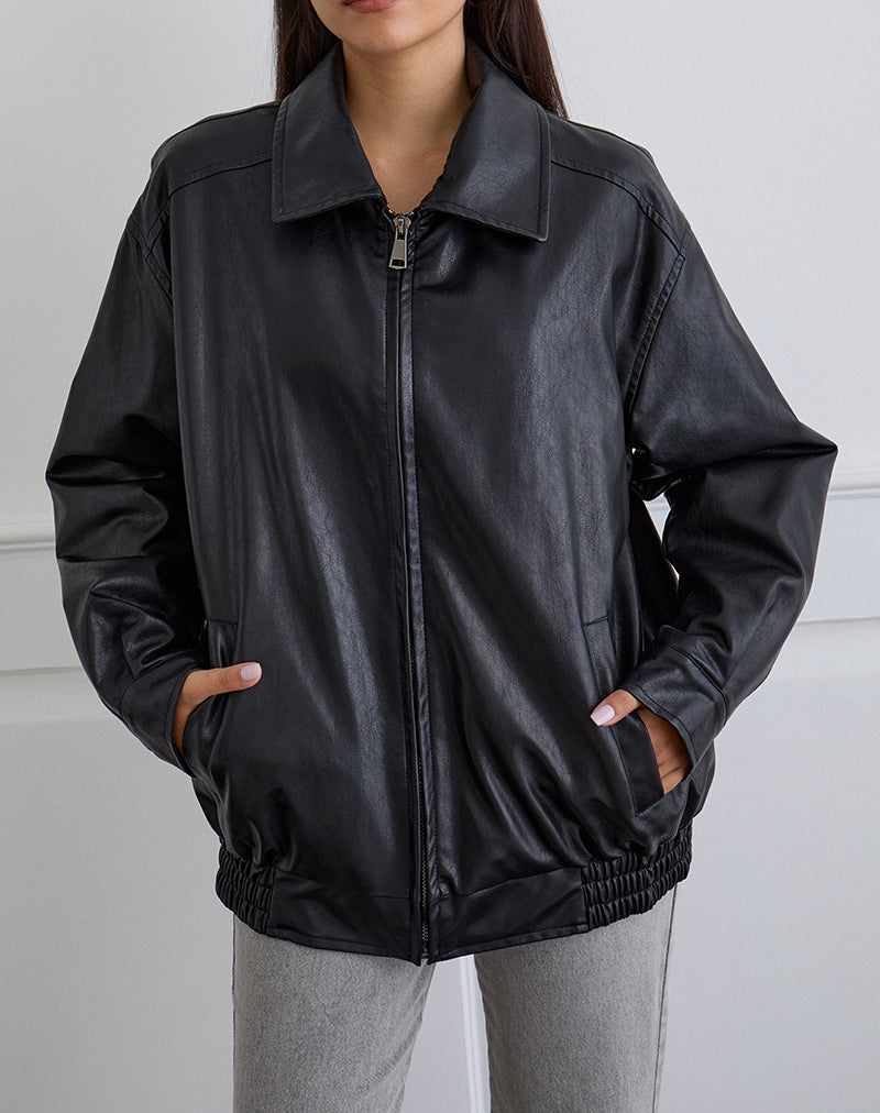 Black Pu Leather Jacket | Cavita – motelrocks-com-us